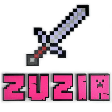 Litery L na ścianę/drzwi w stylu Minecraft 3D