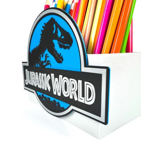 Desk Organizer in Jurassic Style Crayon Holder with Dinosaur