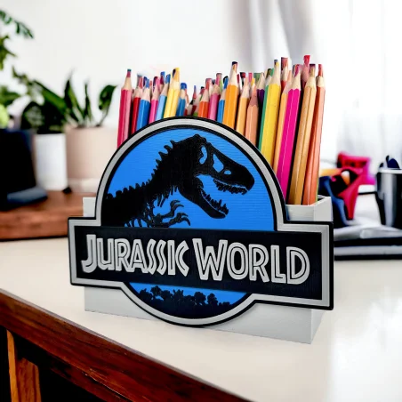 Desk Organizer in Jurassic Style Crayon Holder with Dinosaur