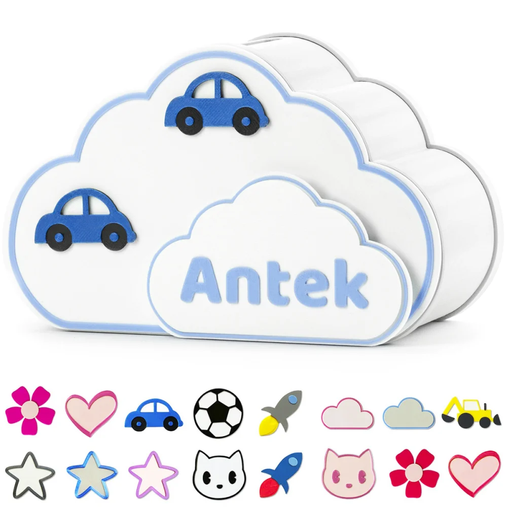 Cloud Piggy Bank for Kids with Name BIO