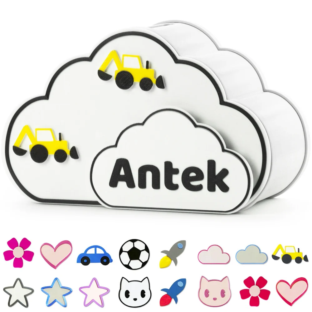 Cloud Piggy Bank for Kids with Name BIO