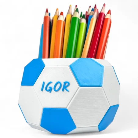 Crayon Holder with Name - Big Soccer Ball Edition