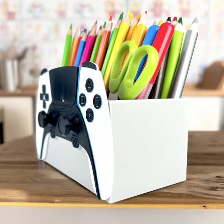 3D Crayon Holder Shaped Like a PlayStation Controller - The Ultimate Desk Buddy!
