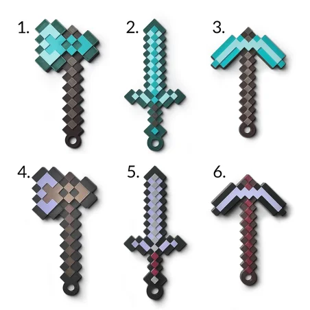 Set of Name Keychains in 3D Minecraft Style