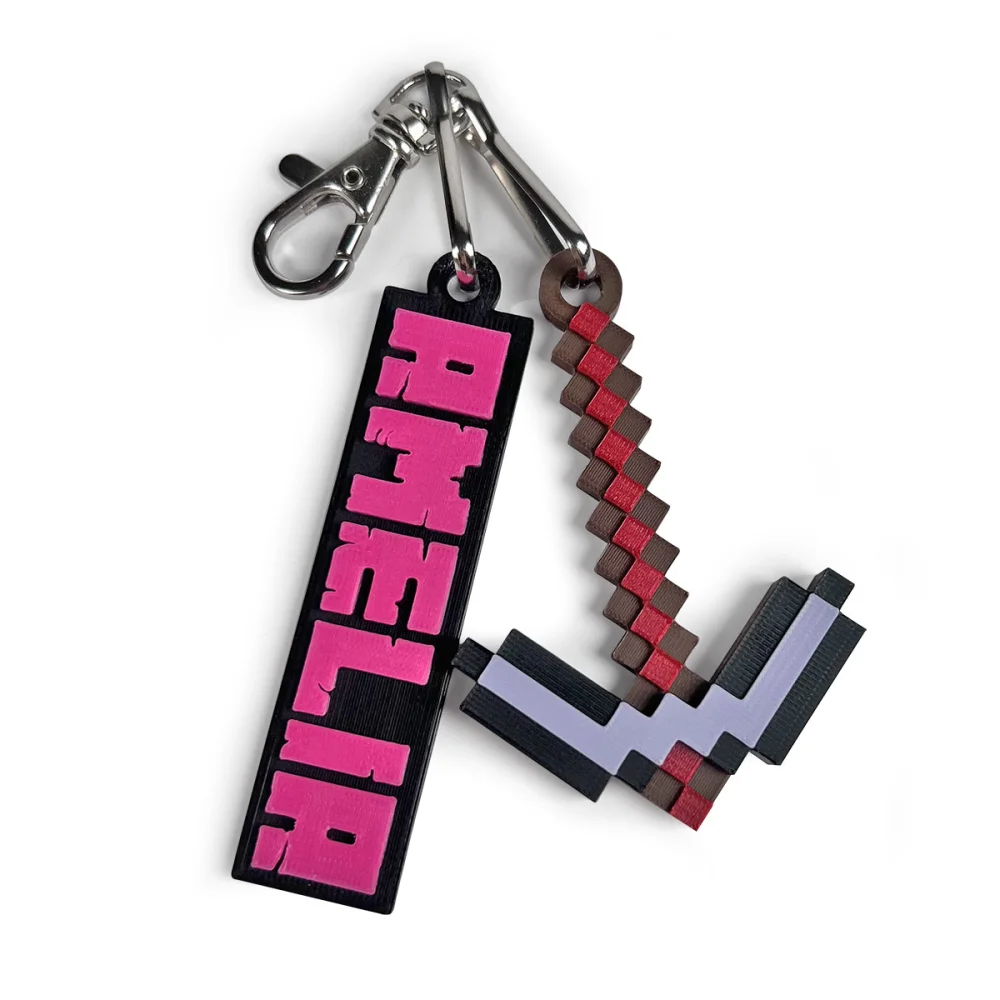 Set of 3D Minecraft-Style Name Keychains