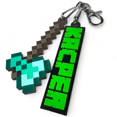 Set of 3D Minecraft-Style Name Keychains