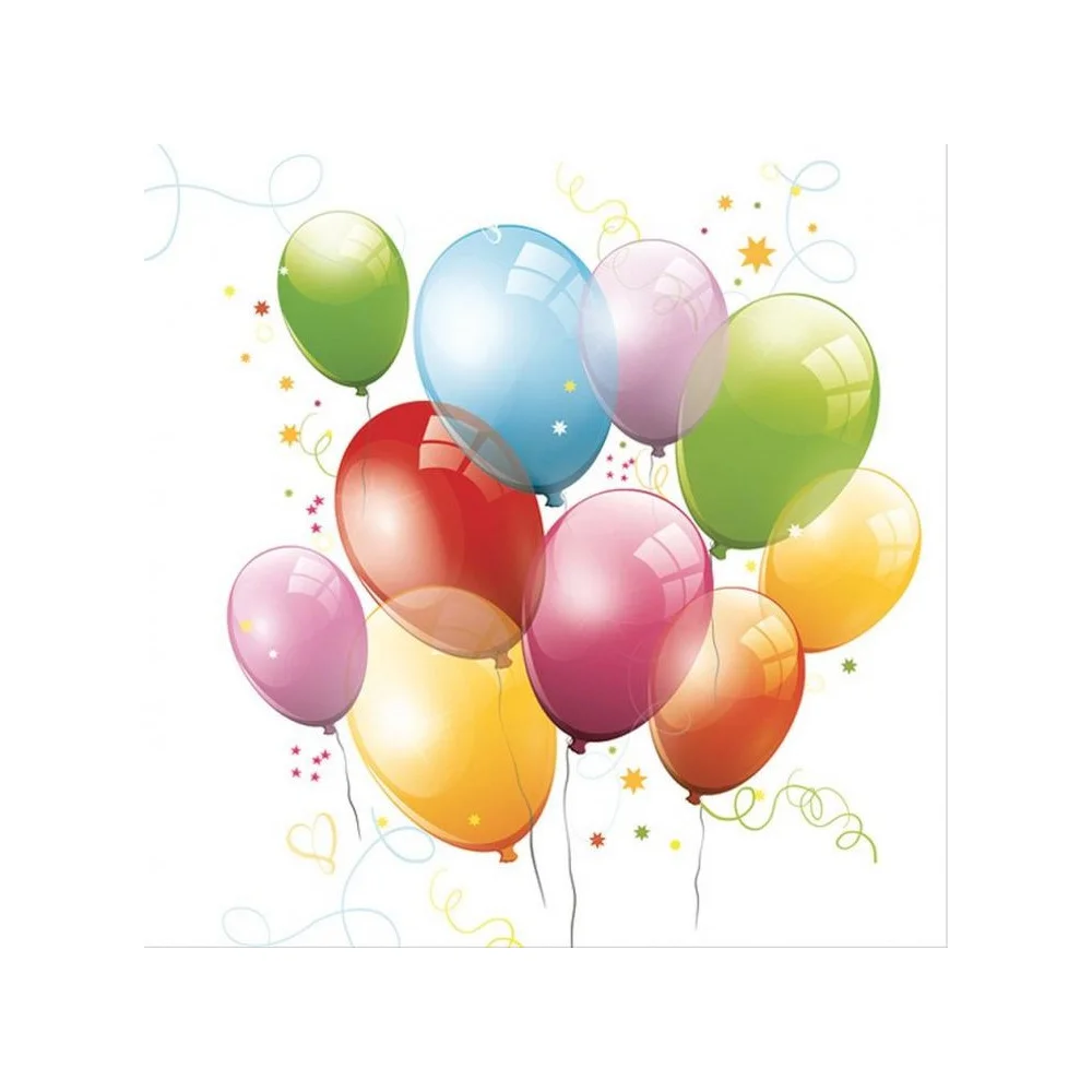 Birthday napkins with colorful balloons 33 cm 20 pieces for kids