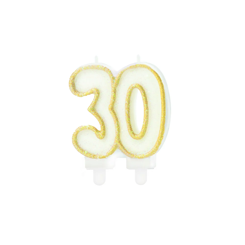 Świeczka urodzinowa złota cyfra 30 na tort 7.3cm 1szt Świeczka na tort