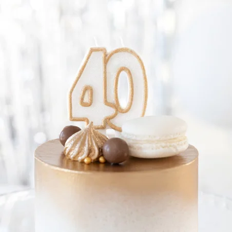 Gold Number 40 Birthday Candle for Cake 7.3cm 1pc