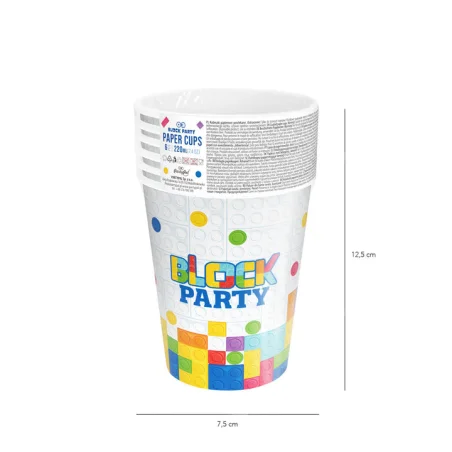 Kubeczki papierowe Klocki Lego TNT 220 ml 6 szt. kubeczki urodzinowe