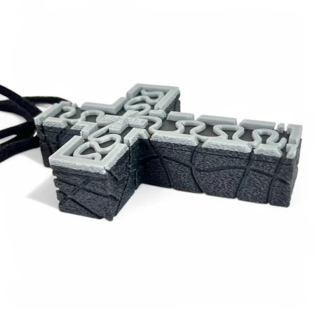 Thanos Cross Squid Game Necklace with Secret Compartment Leather Cord 3D Kajawis