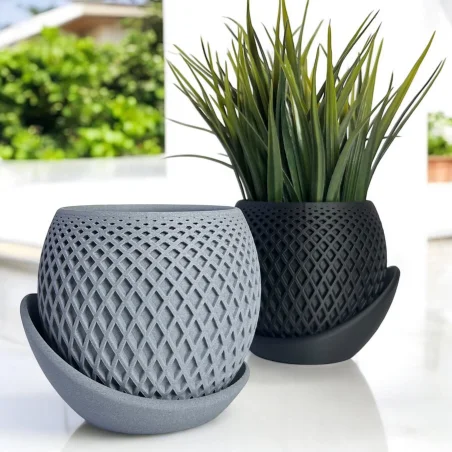 Shatterproof 16cm Matte Black Satin Modern Flower Pot KAJAWIS