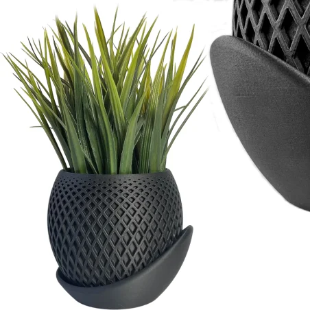 Shatterproof 16cm Matte Black Satin Modern Flower Pot KAJAWIS