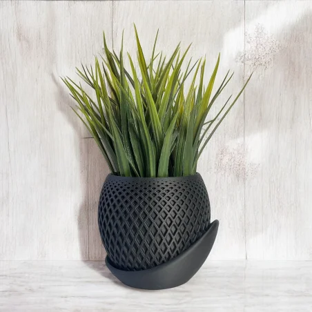 Shatterproof 16cm Matte Black Satin Modern Flower Pot KAJAWIS