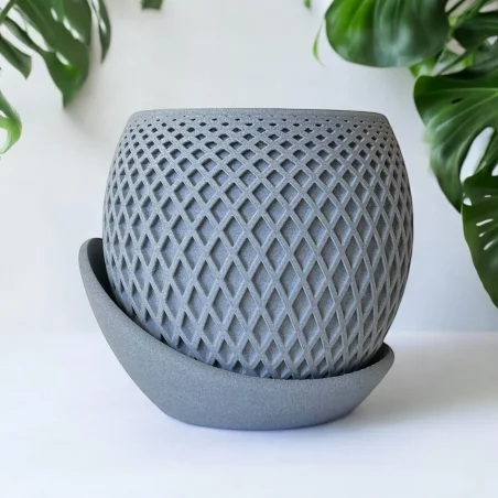 Unbreakable 11cm Matte Gray Concrete Planter Modern Home KAJAWIS