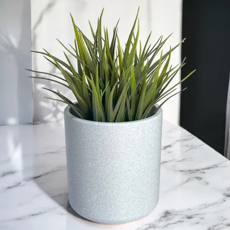 Shatterproof Marble Flower Pot 13cm Gray Modern Home Planter
