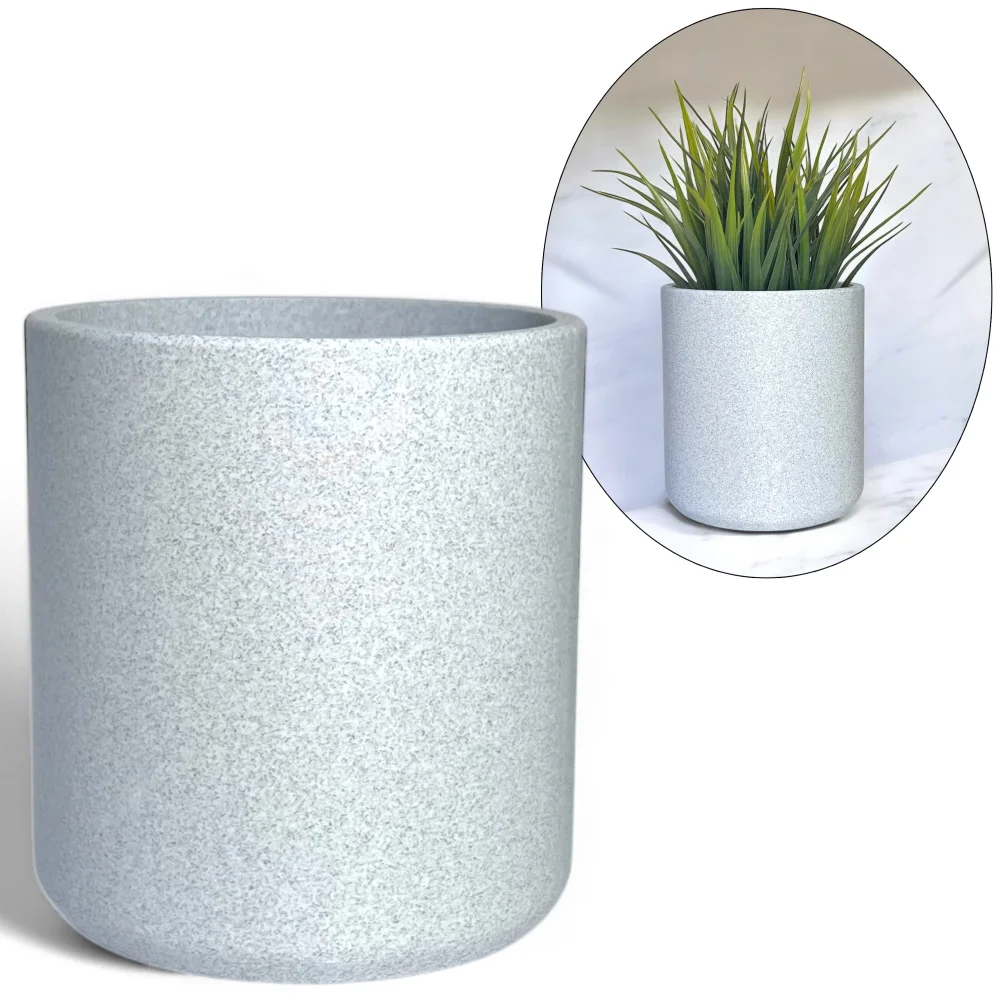 Doniczka nietłukąca marmur 9cm piękne doniczki Donica szara nowoczesna dom