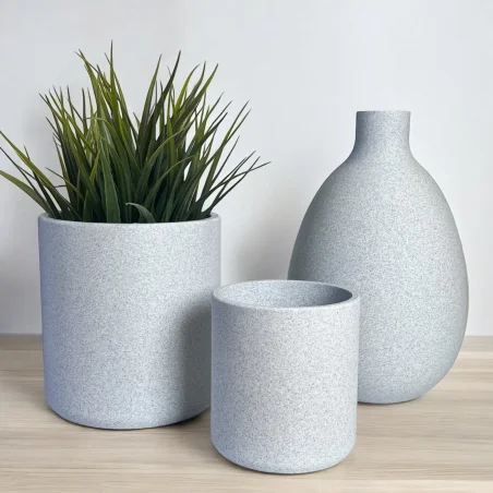 Shatterproof Marble Flowerpot 9cm Gray Modern Home Planter